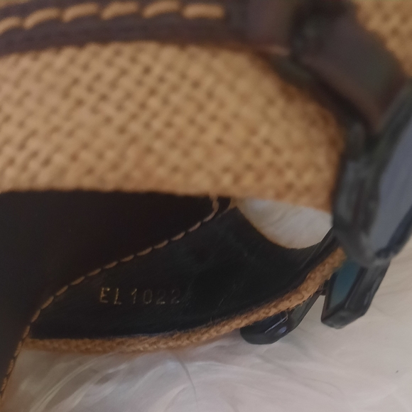 Louis Vuitton blue stone embellished canvas heels sandals sz 37 1/2 US 6.5 - Picture 8 of 10